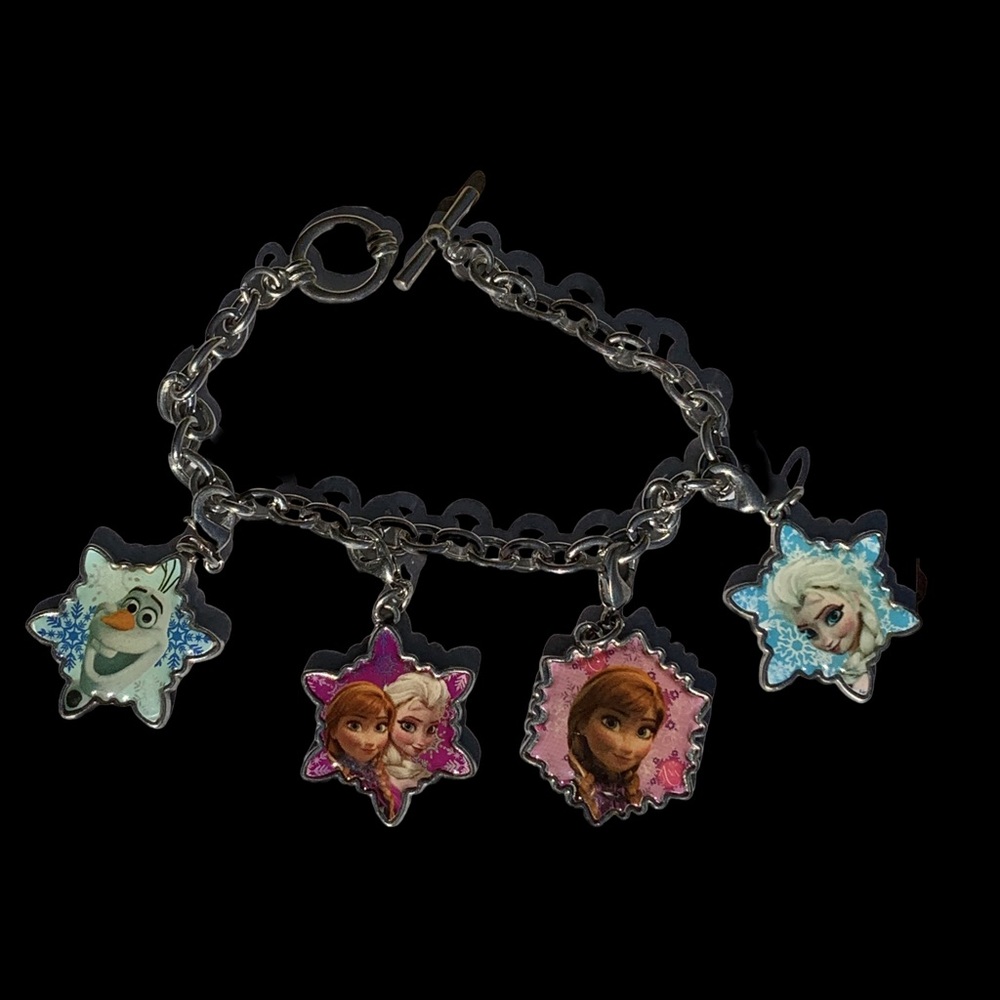 Disney Frozen Princess Elsa, Olaf, Anna Winter Christmas Charm Toggle Bracelet